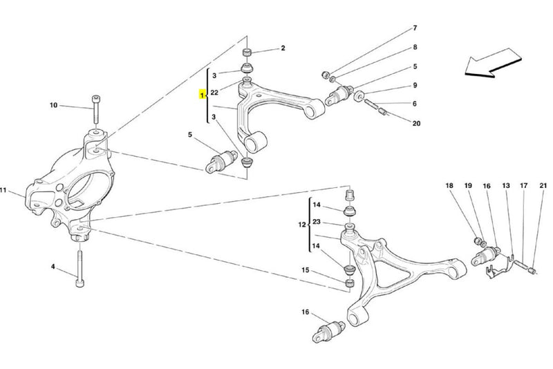 Ferrari 360 430 599 612 2X Upper Ball Joint KIT (Including Glue) Ferrari